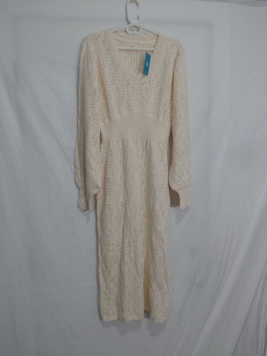 Cupshe Dresses & Skirts - Cupshe Cream Openwork V‑Neck Knit Maxi Dress